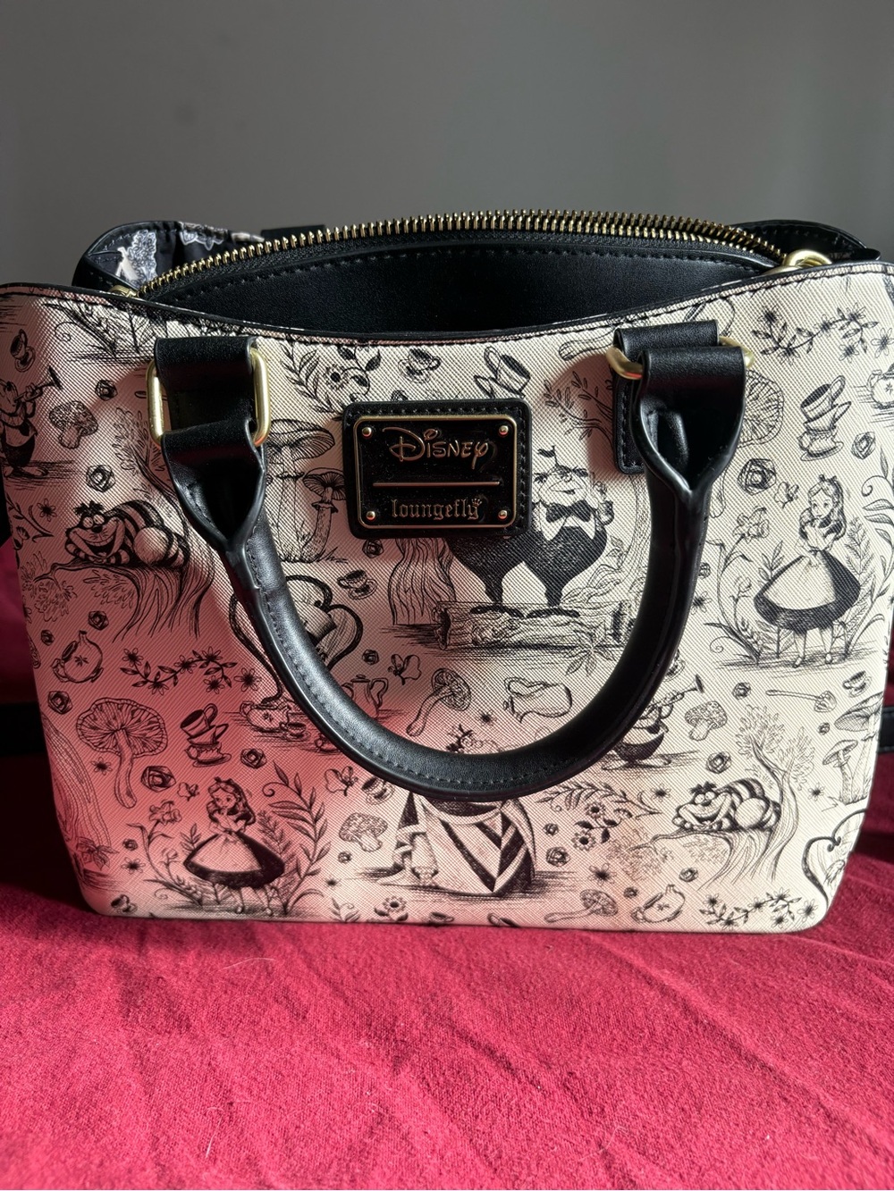 Loungefly Black & White Alice in Wonderland Satchel